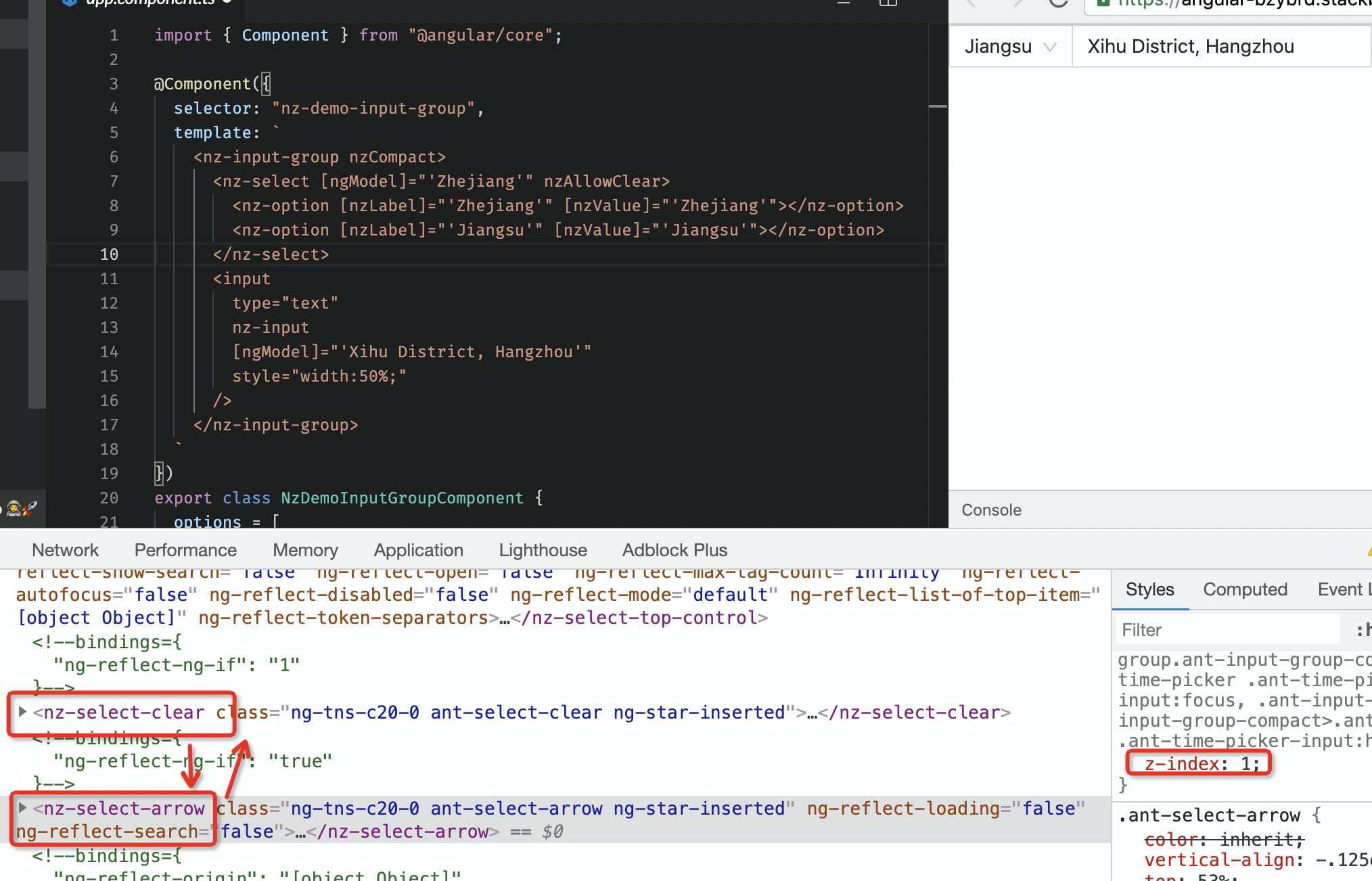 `nzAllowClear` opens the select box instead of clearing it when `nz ...