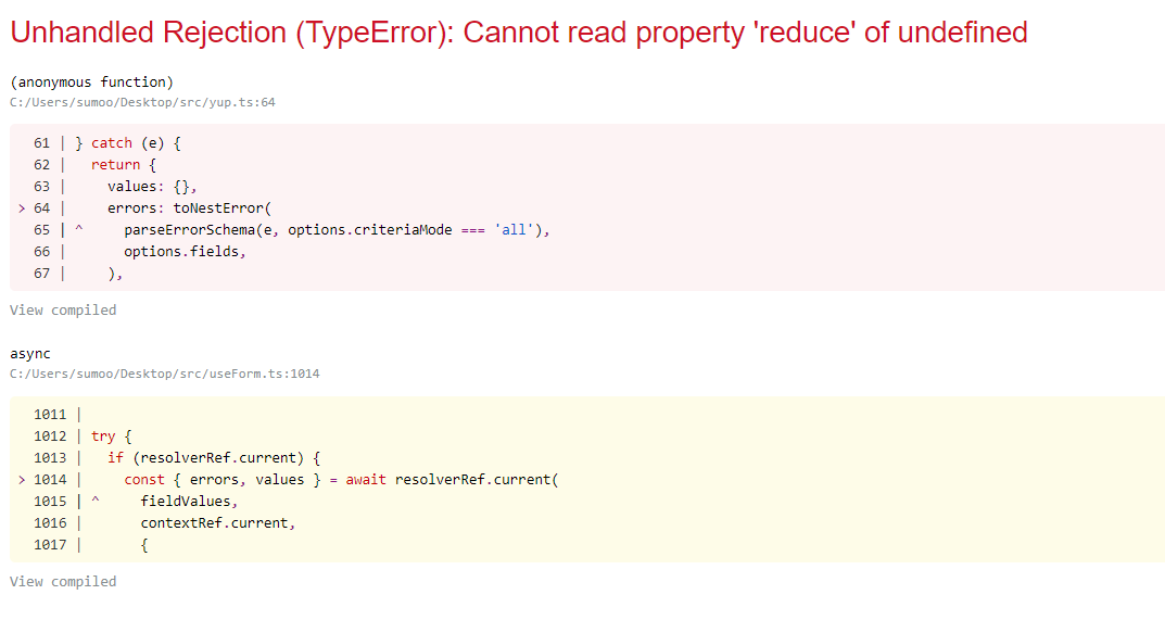 Cannot read property 'reduce' of undefined · reacthookform