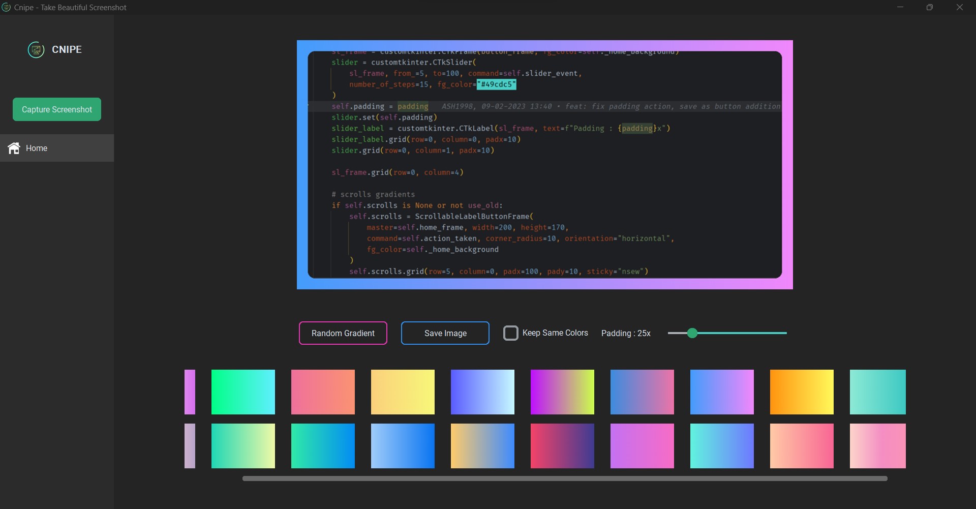 CNIPE : Take beautiful screenshots · TomSchimansky CustomTkinter ...