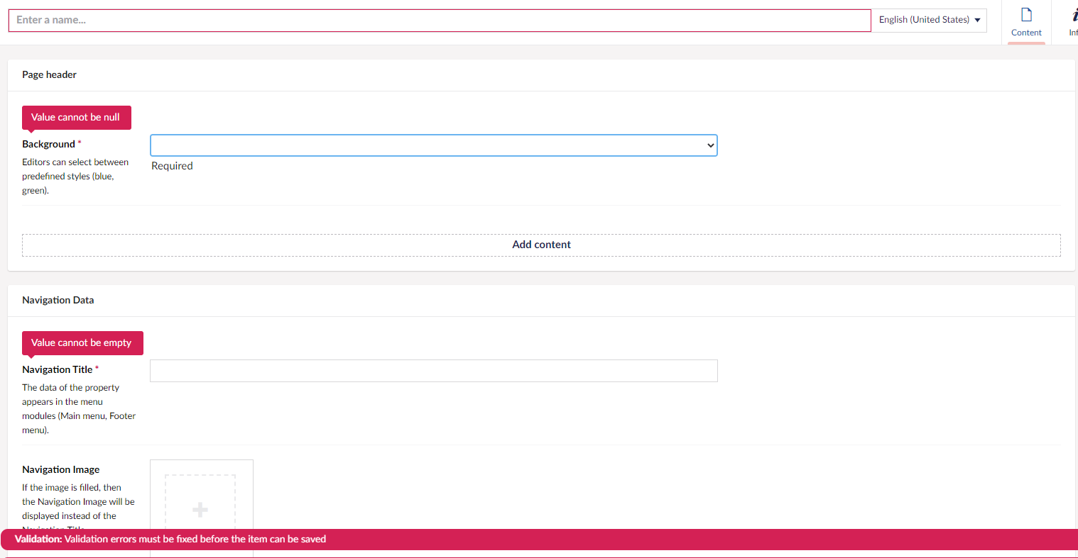 Validation error box is missing in case of "save and publish" · Issue ...