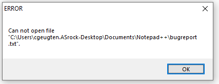 cannot open a just saved txt file in this version on Windows 10 · Issue ...