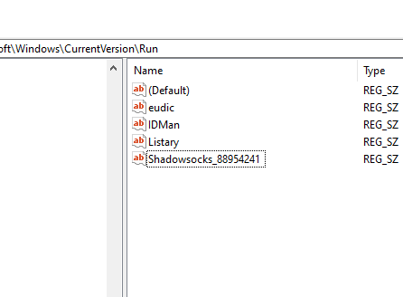 Shadowsocks Windows Startup Registry Value
