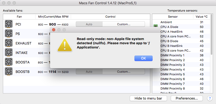 Read-only mode: non-Apple file system detected (nullfs). Please move ...