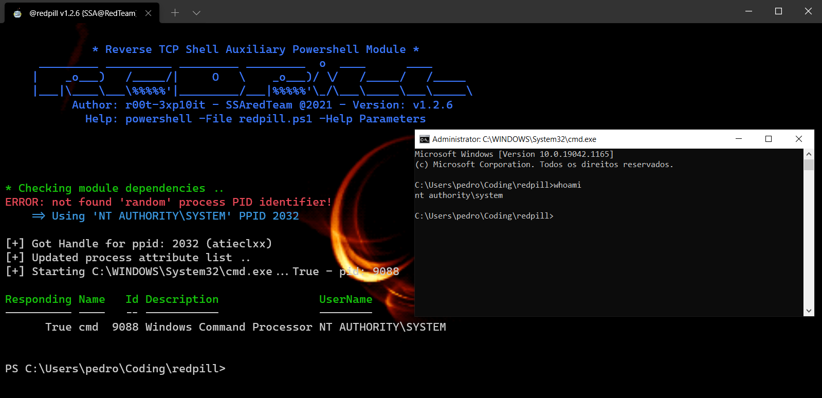Powershell/C# to spawn a process under a different parent process! · GitHub