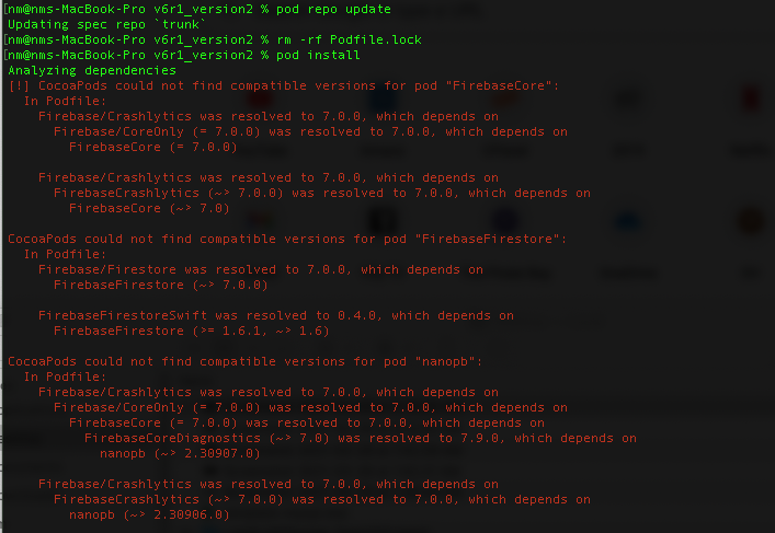 Failed to upgrade Firebase SDK · Issue #7796 · firebase/firebase-ios ...