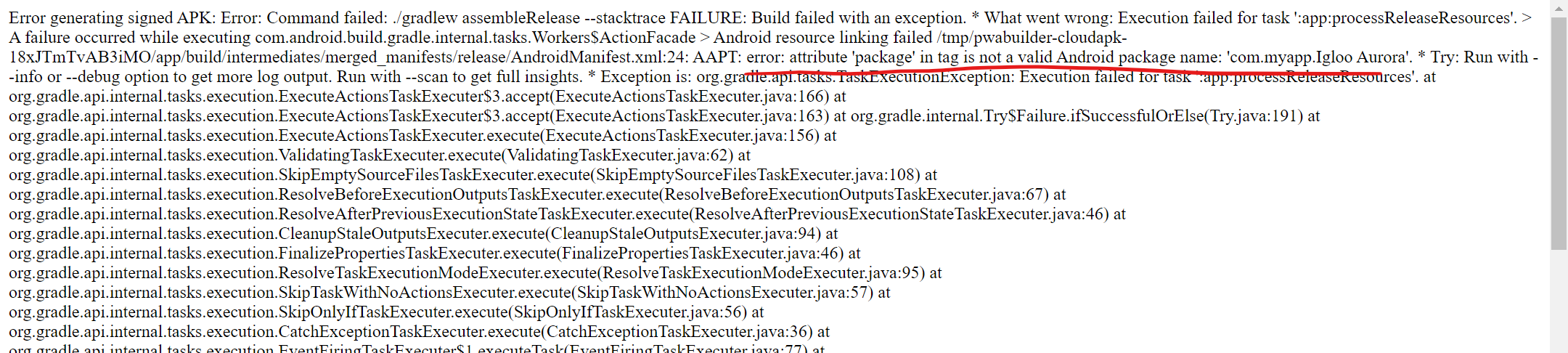 Site crashes while generating Android TWA · Issue #633 · pwa-builder ...