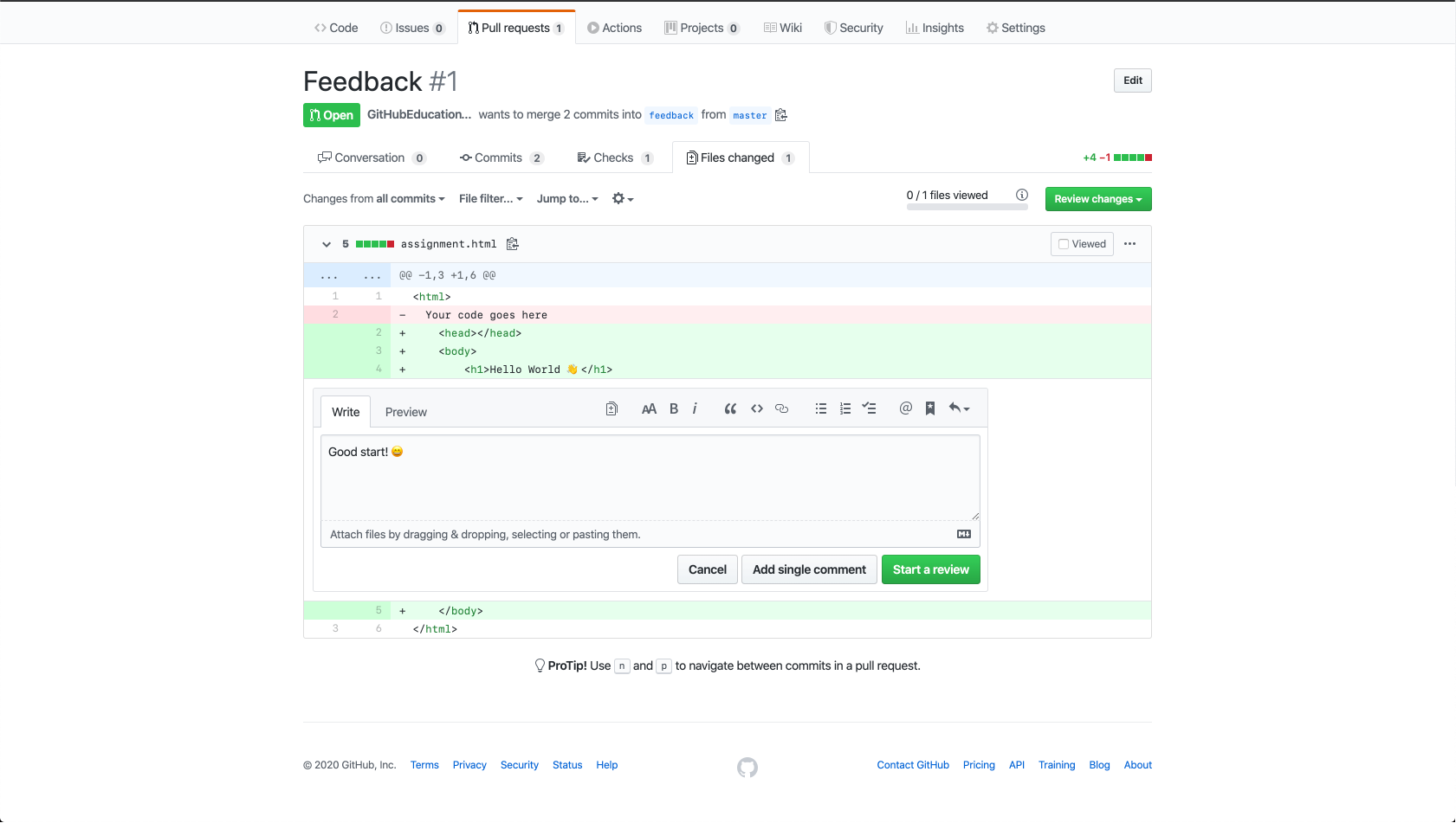 Use Review to provide direct feedback.