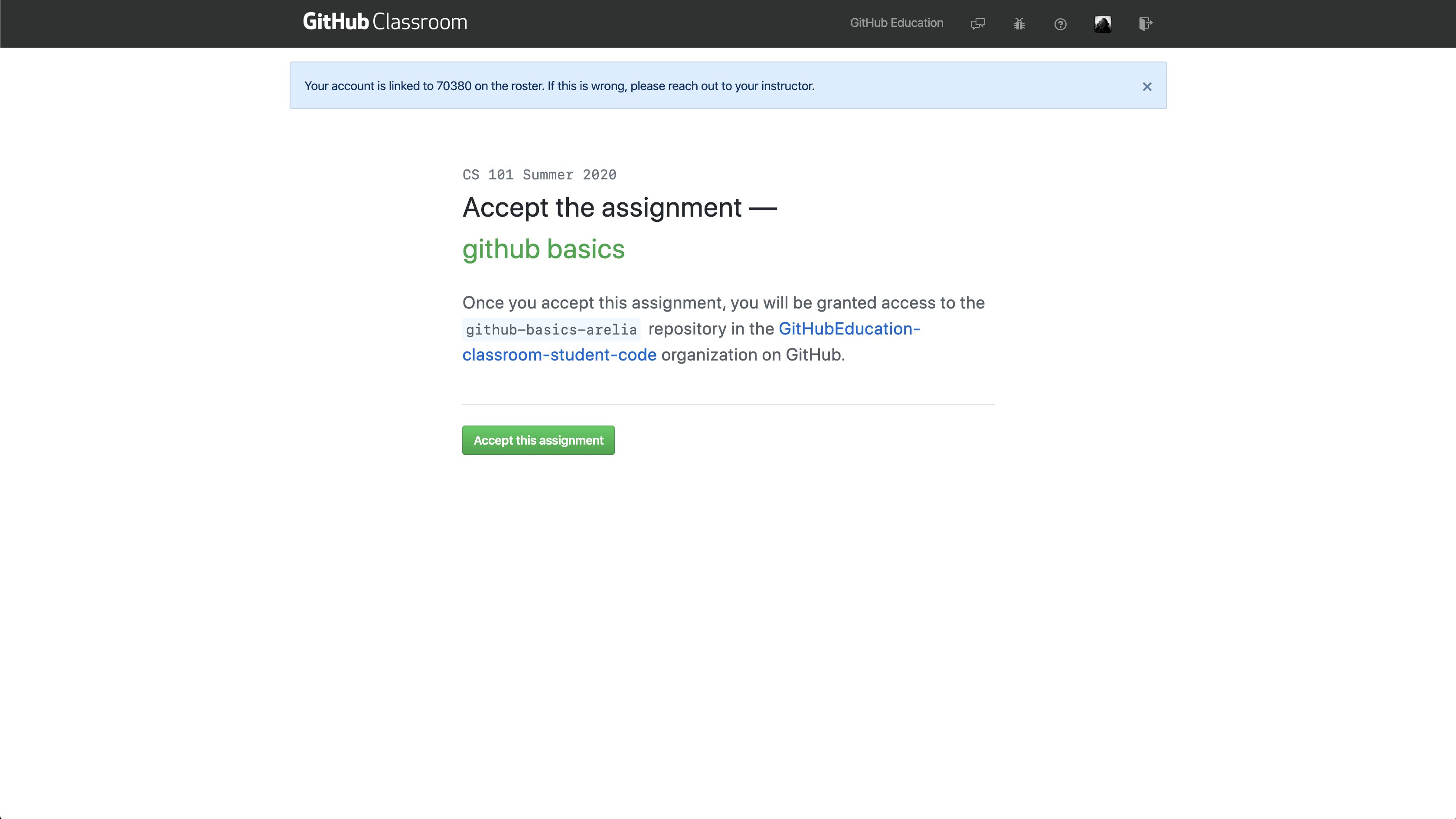 A student accepts the assignment.