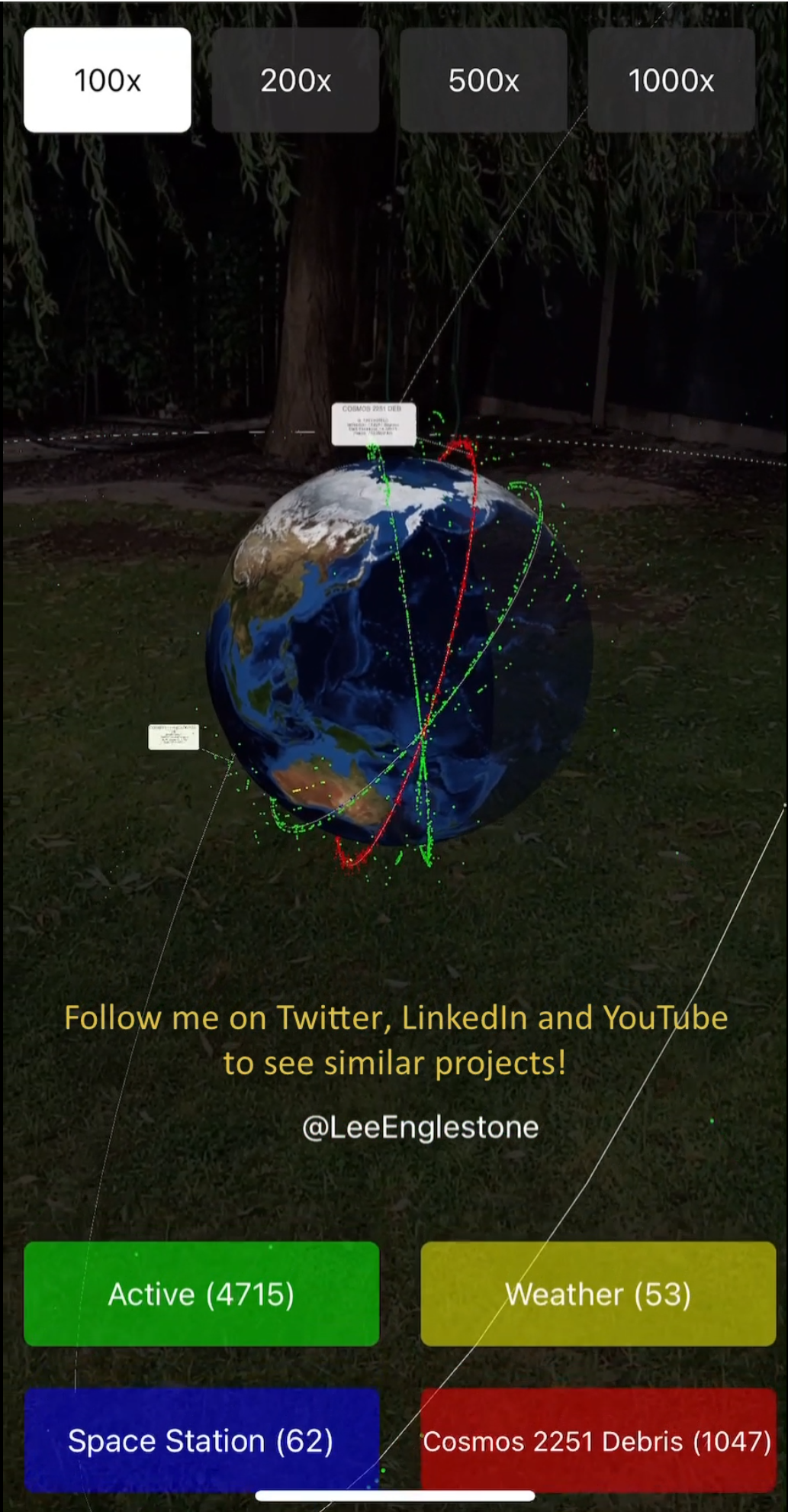 Screenshot of working app