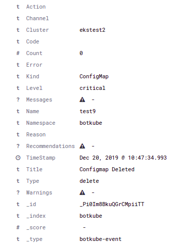 [BUG] missing fields in elasticsearch · Issue #234 · kubeshop/botkube ...