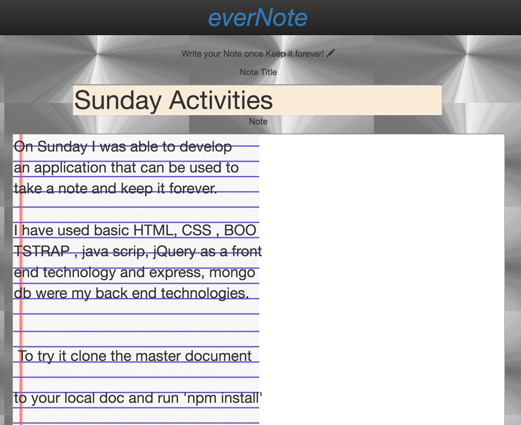 GitHub - mrkem598/everNote: everNote is a mongoDB express note taking ...