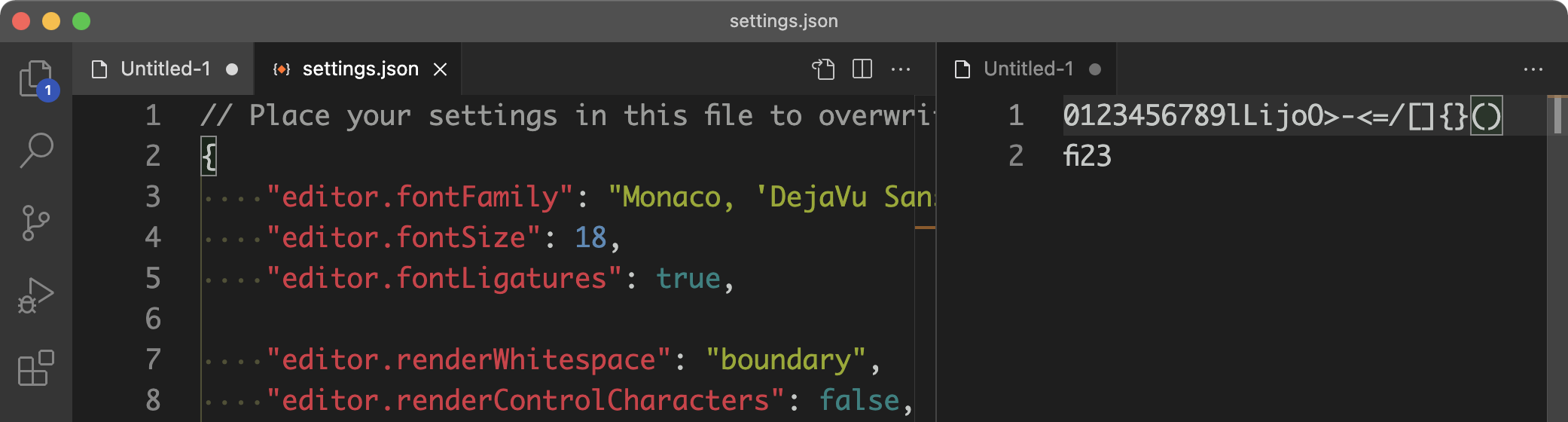 Some characters are rendered incorrectly when Monaco or Menlo font is