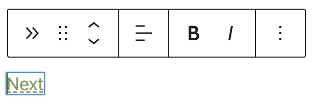 “下一篇文章”块中的块工具栏