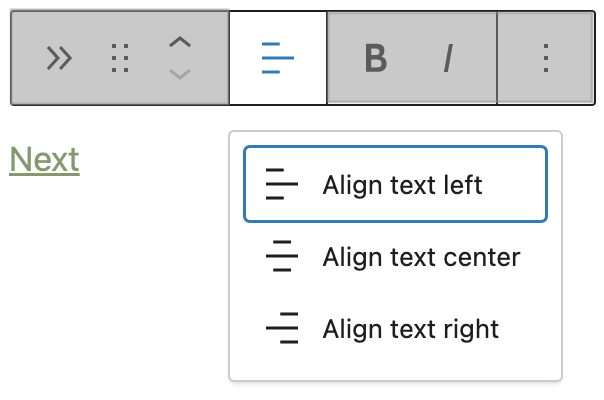 Align text in the Next Post block