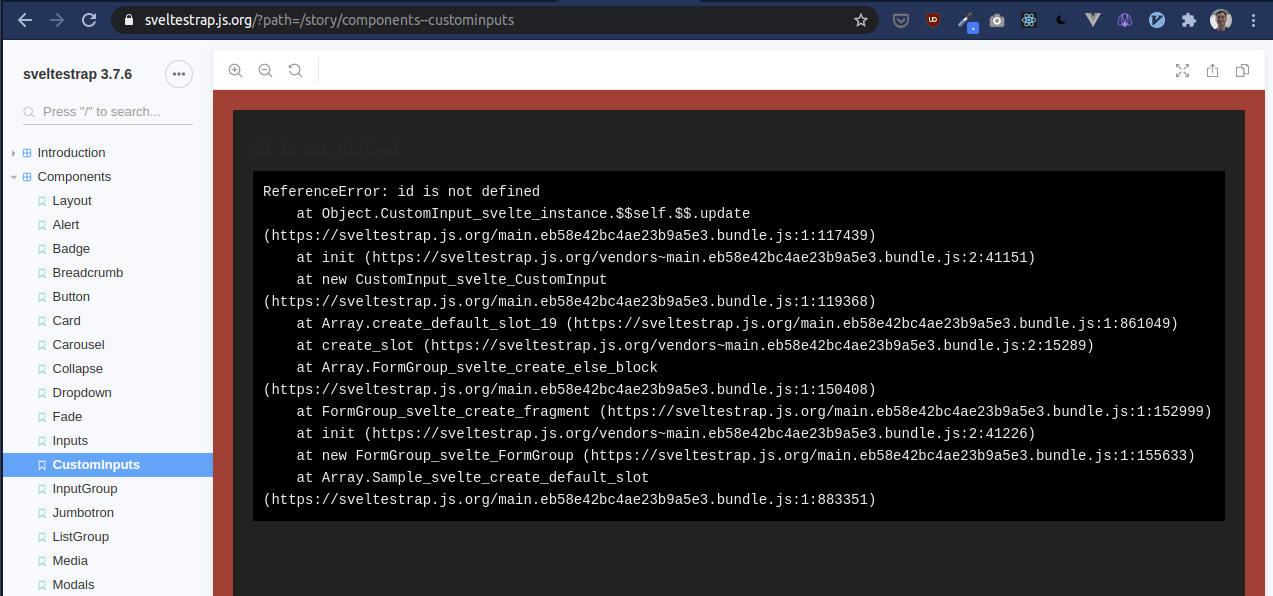 CustomInput is broken · Issue #178 · bestguy/sveltestrap · GitHub
