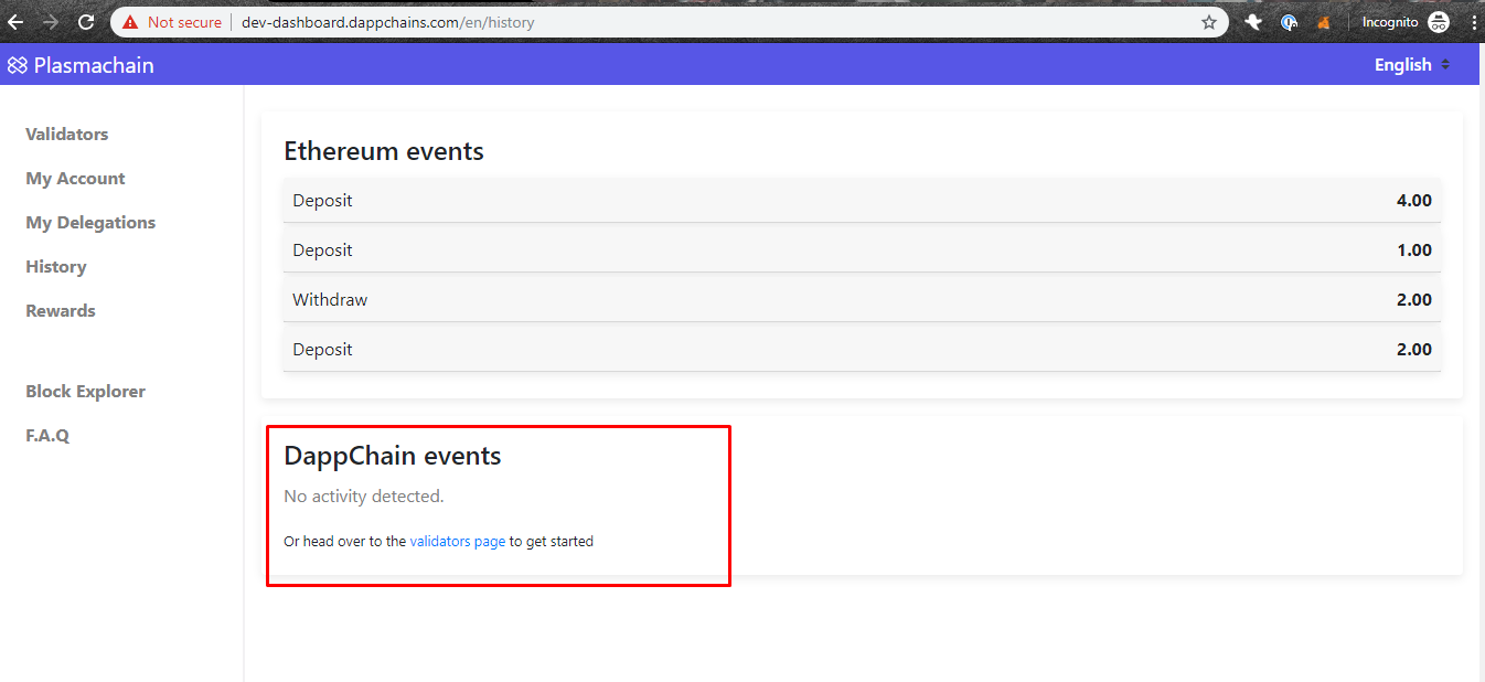 Staging (us1): No activity getting generated for DappChain events ...
