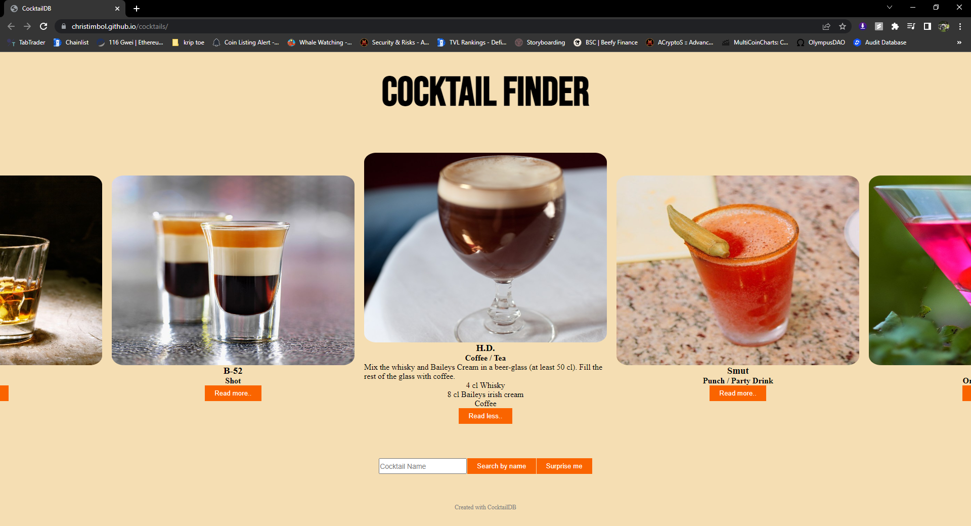 GitHub - ChrisTimbol/cocktails: Cocktail API