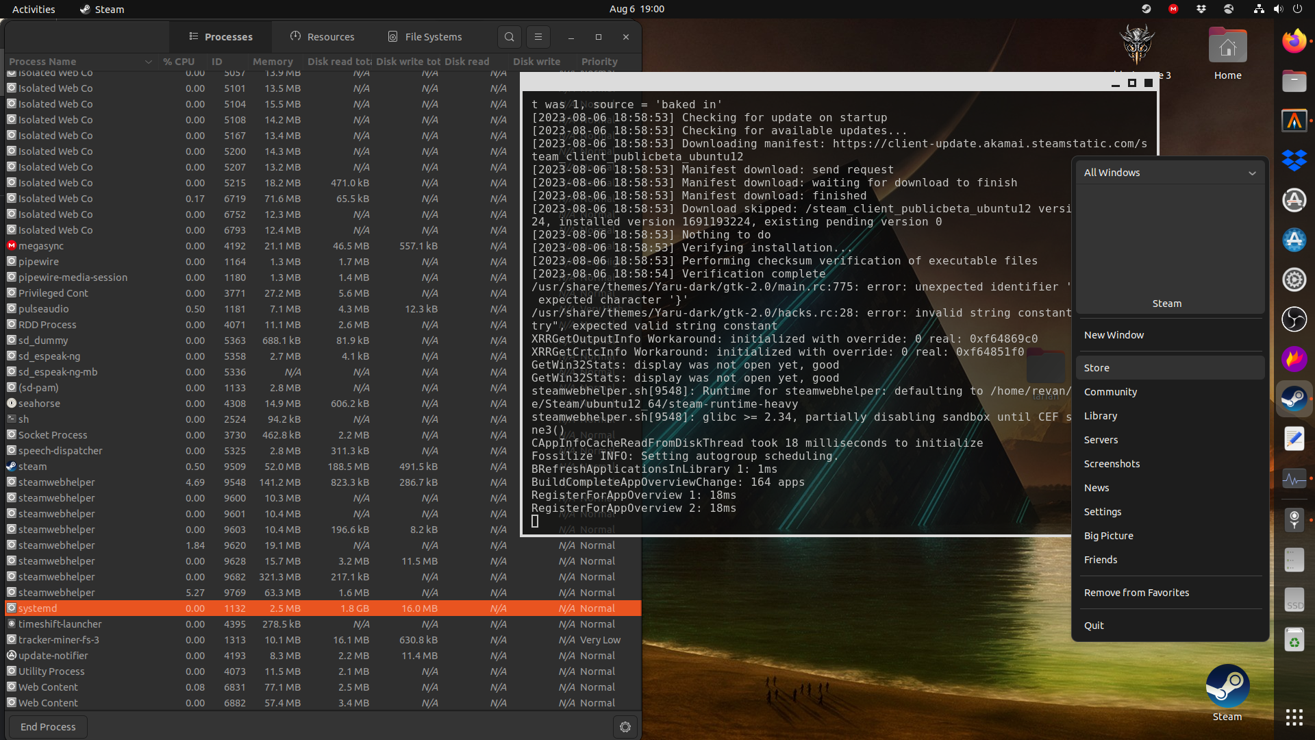 Steam launching but no GUI (grey preview of library/store) · Issue