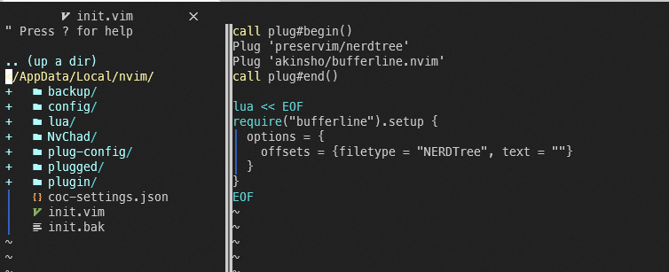 [Bug]: NERDTree offset not working · Issue #241 · akinsho/bufferline ...