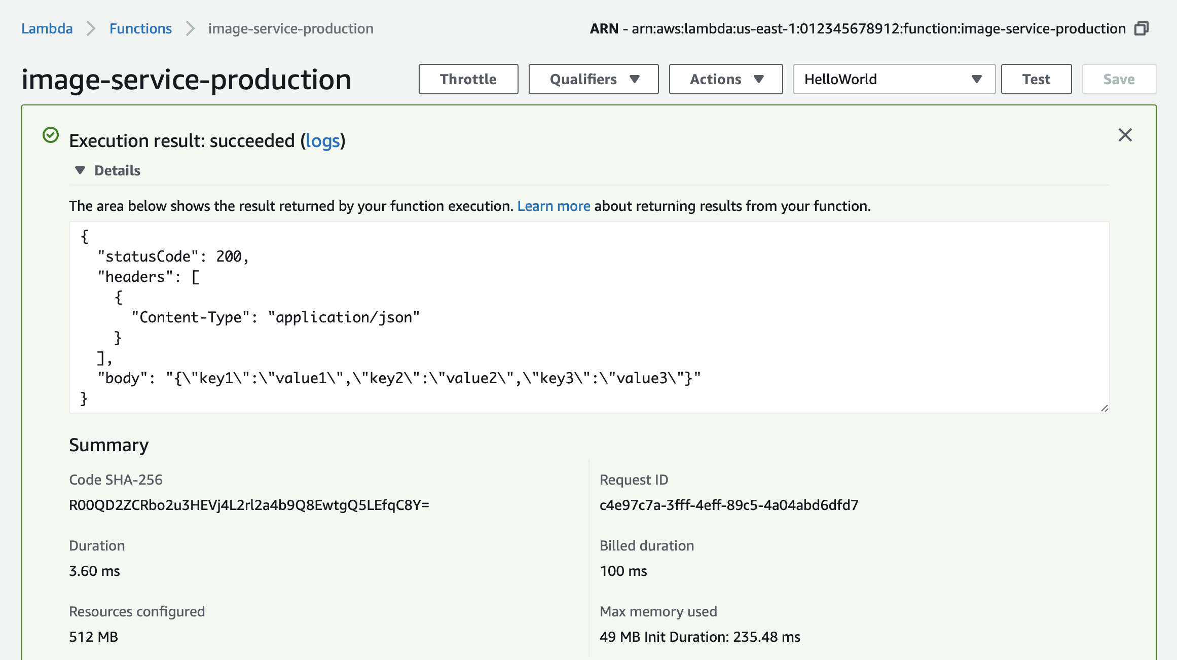 Test your Image Service Lambda
