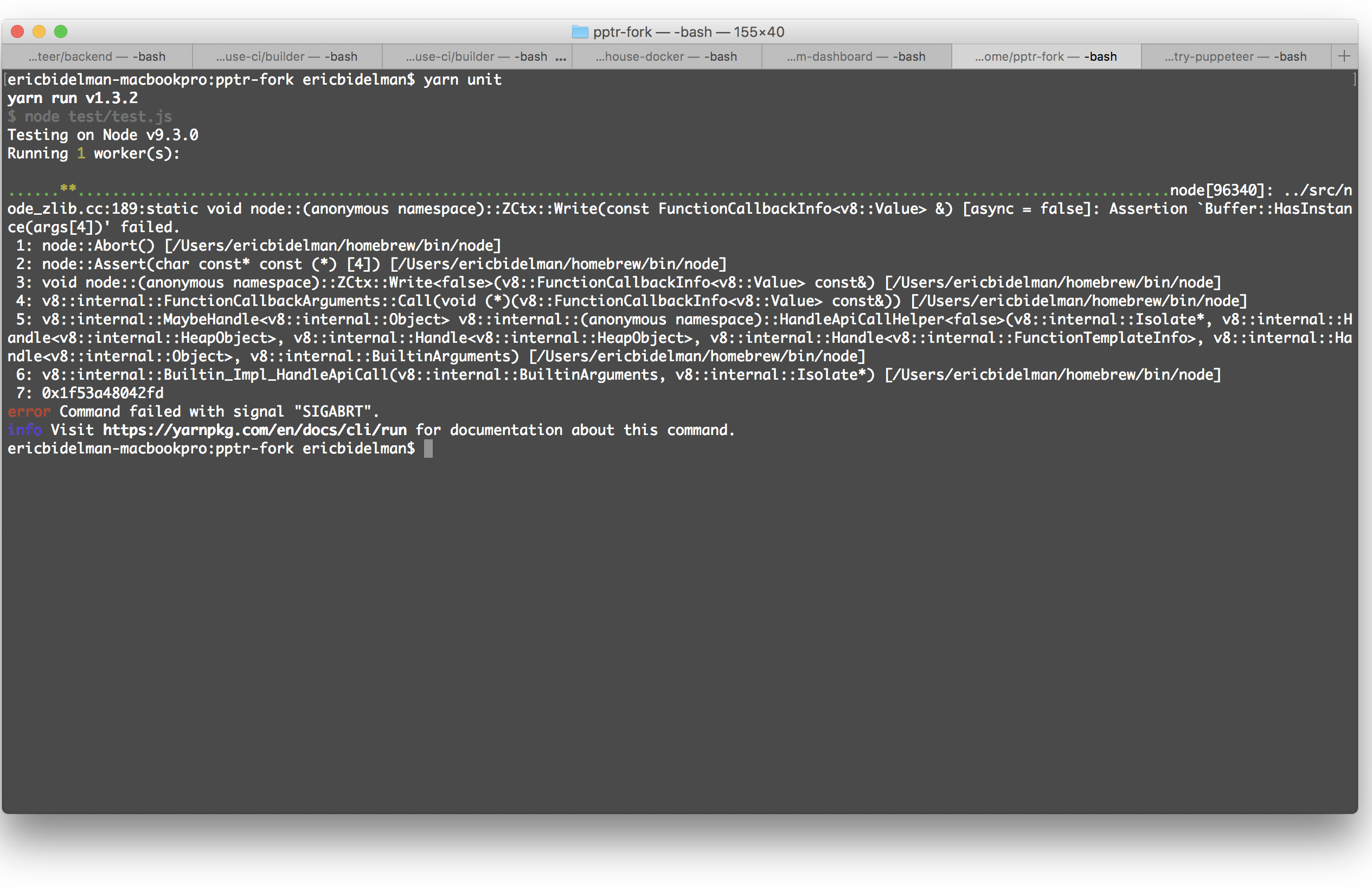 Tests don't work under Node 9 · Issue #1600 · puppeteer/puppeteer · GitHub