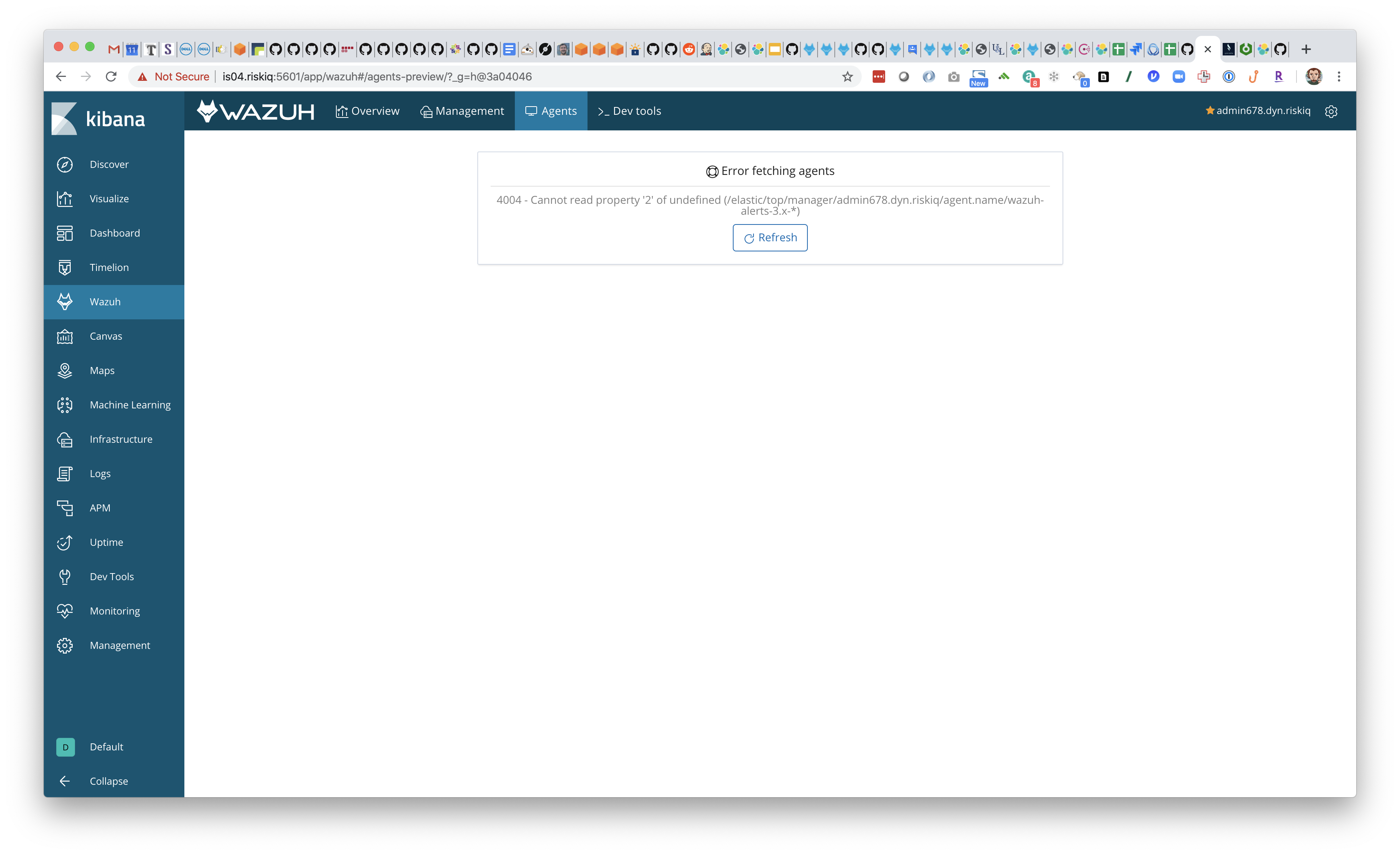 Unable to load visualizations and 'Agent' tab · Issue #2076 · wazuh ...