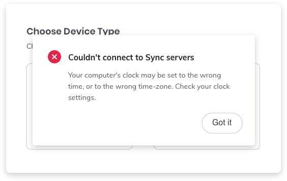 Use modal component from our Brave design system for sync error message ...