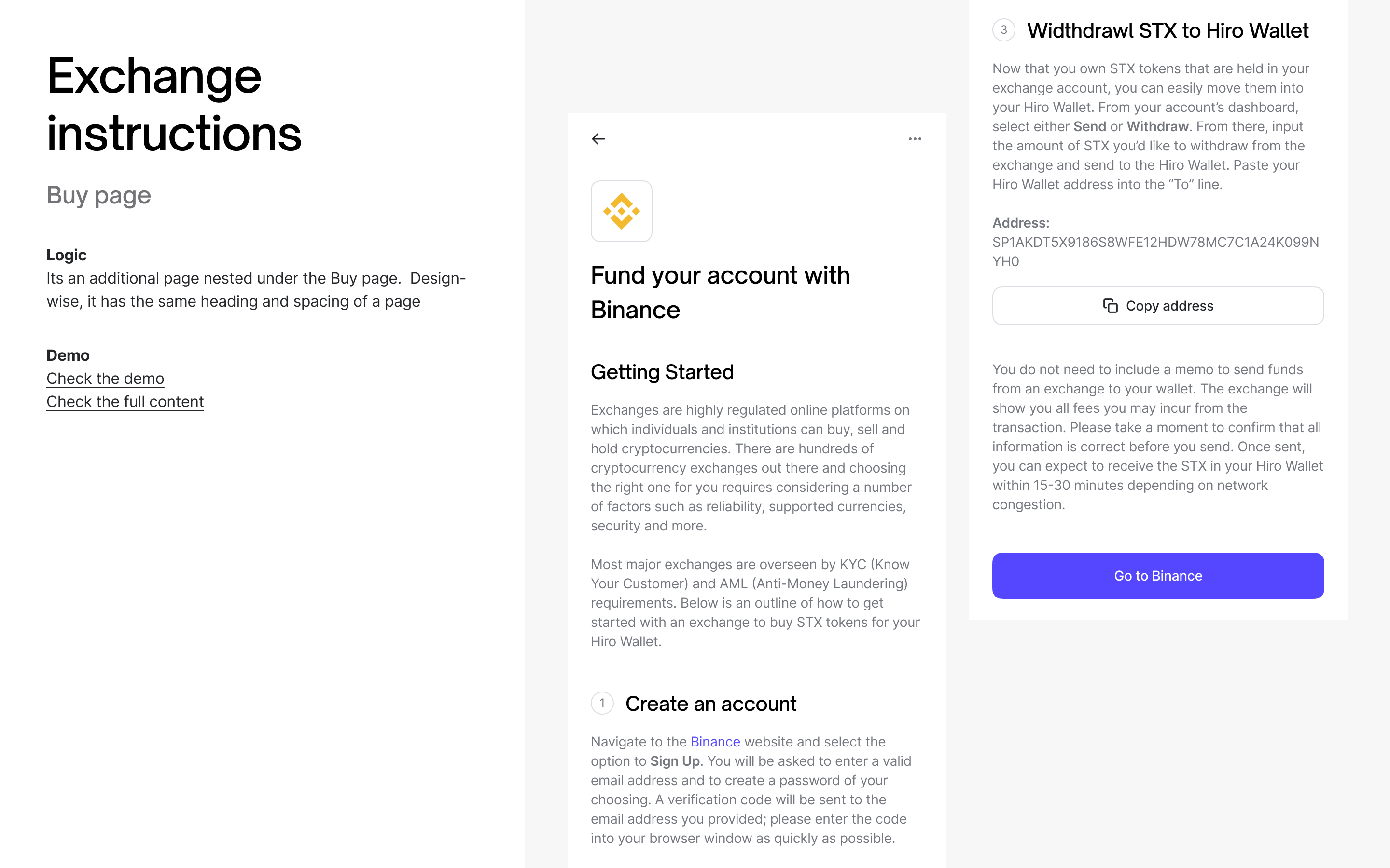Exchange instructions - 3 - Buy page