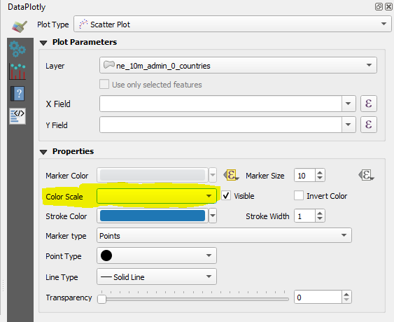 Empty color scale combo box