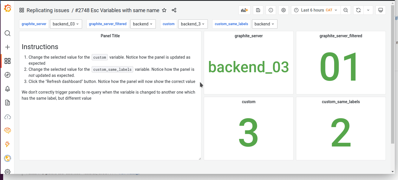 Template Variables Variables are not refreshed when they have the same