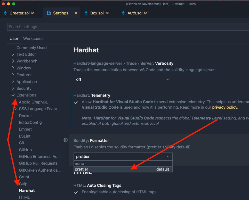 Formatting not working (on linux) · Issue 102 · NomicFoundation/hardhatvscode · GitHub