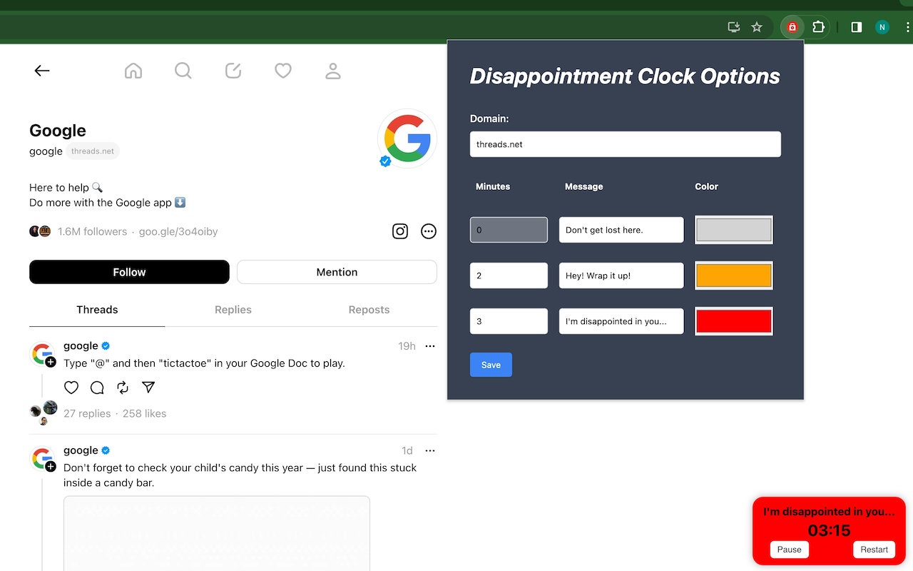 GitHub codybrom/DissapointmentClock Floating countdown extension for