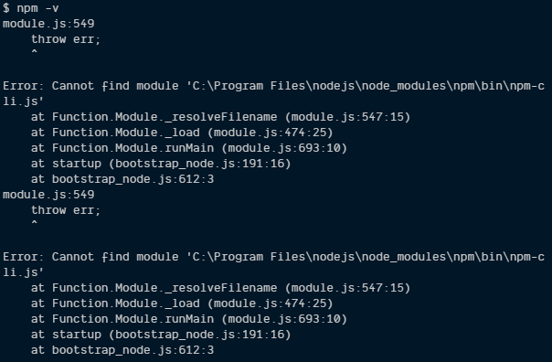 update node command line windows