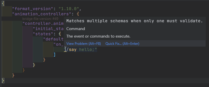 Command with semicolon at the end in AC matches multiple schemas ...
