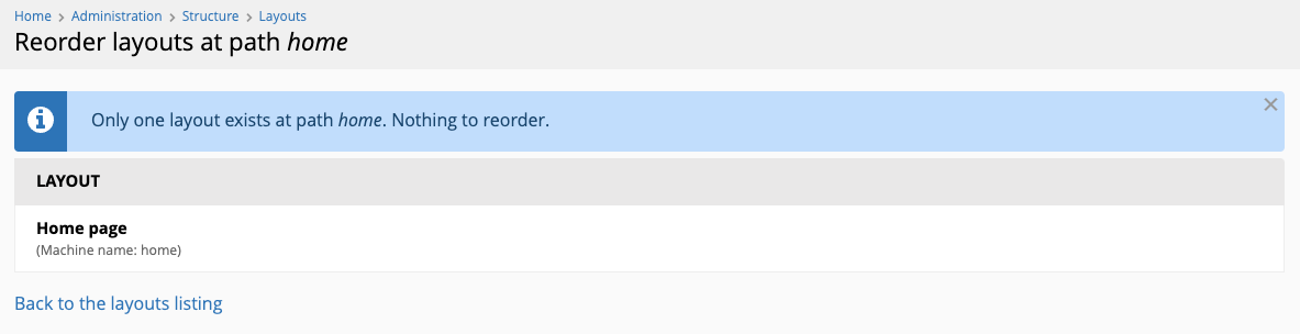 [UX] Layout reorder page: add "Cancel" link, and indicate things like ...