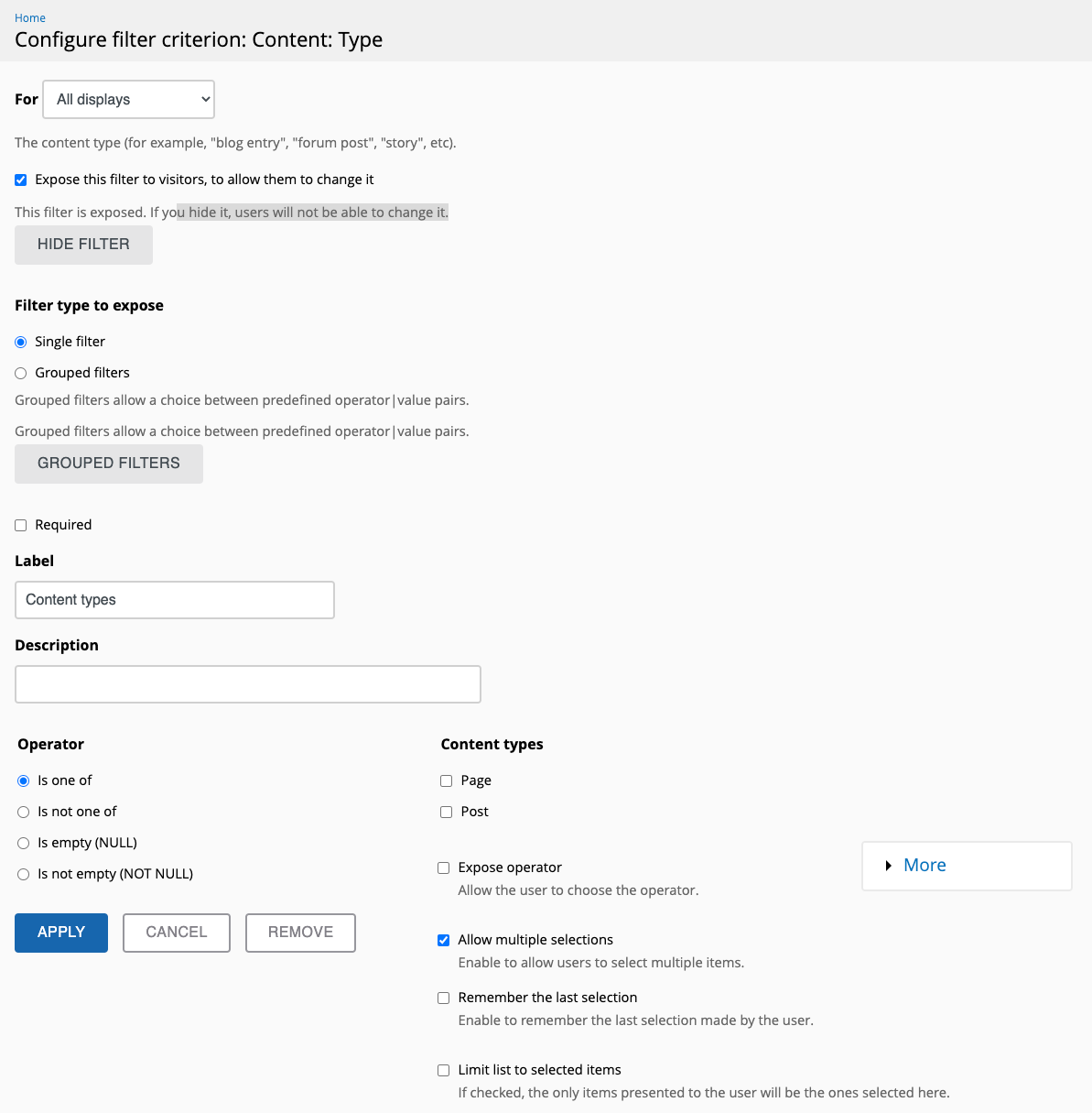 [UX] Views: Exposed filter criteria dialog needs some love. · Issue ...