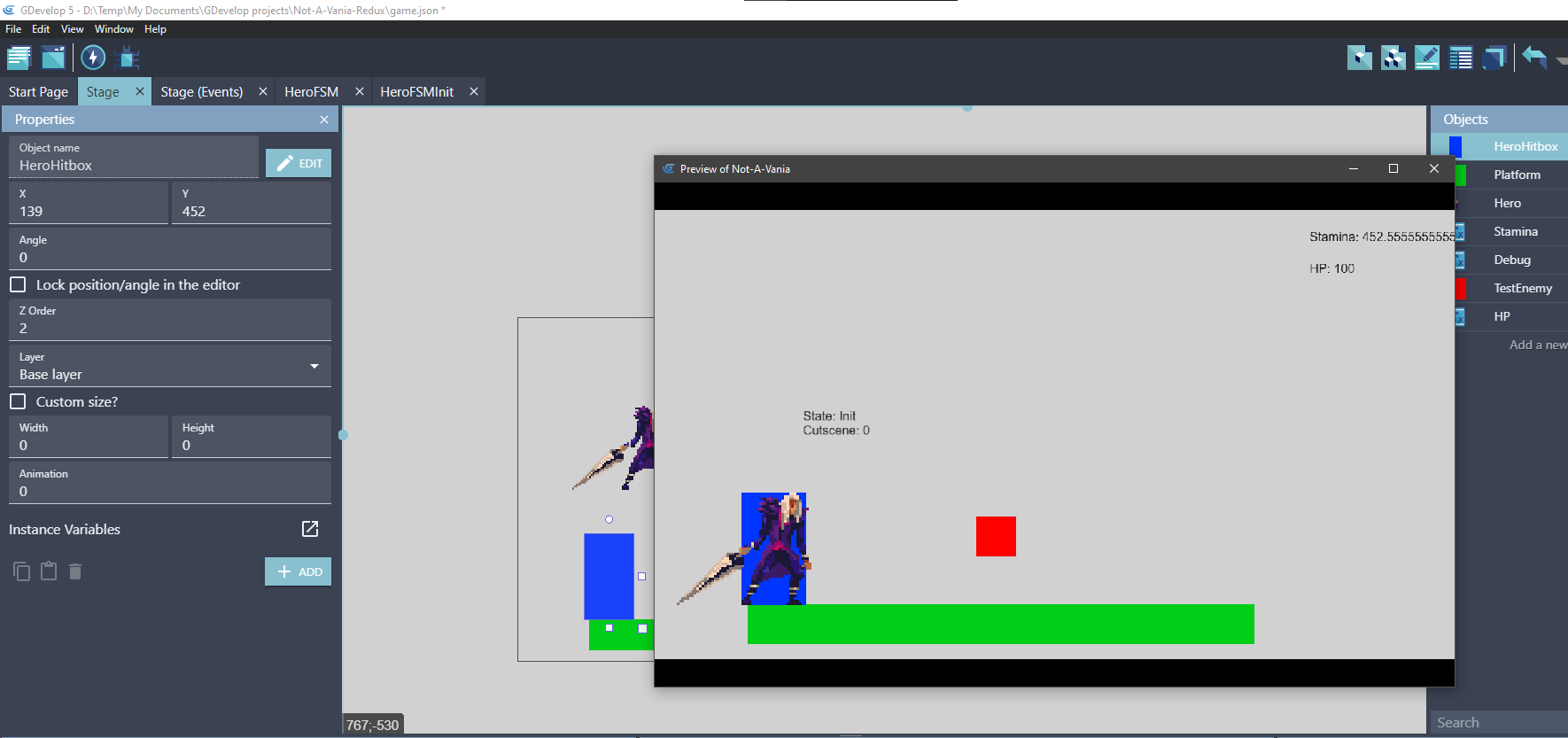 Platformer character placed on a platform moves down or up a few pixels ...
