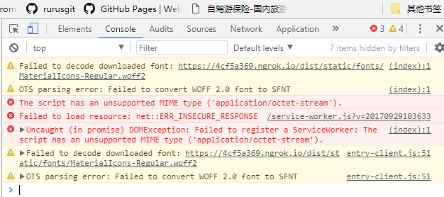 本机打开页面后提示 The script has an unsupported MIME type ('application/octet ...