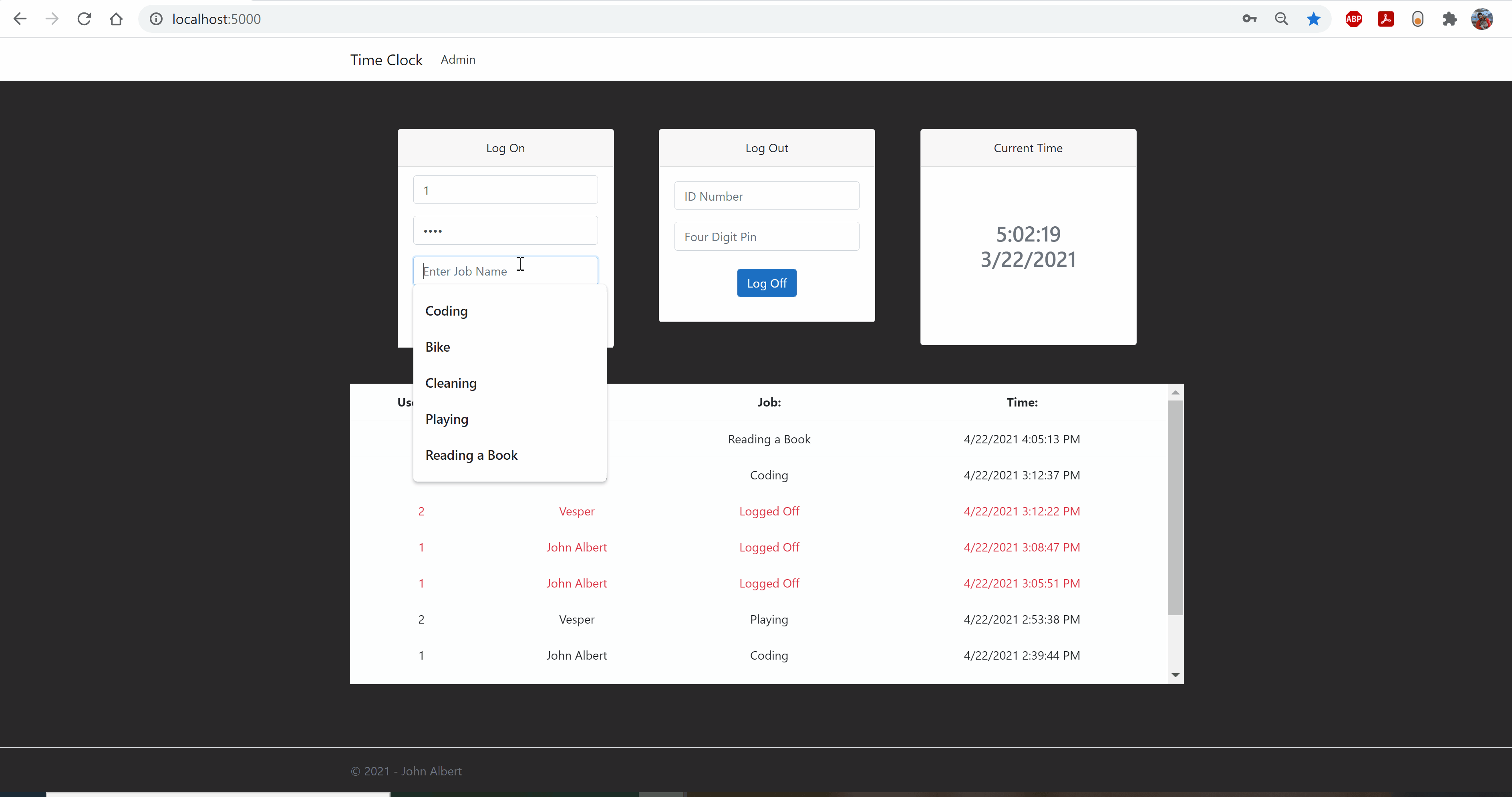 GitHub - johnmalbert/Time-Clock: A User-Friendly Time Clock for Logging ...