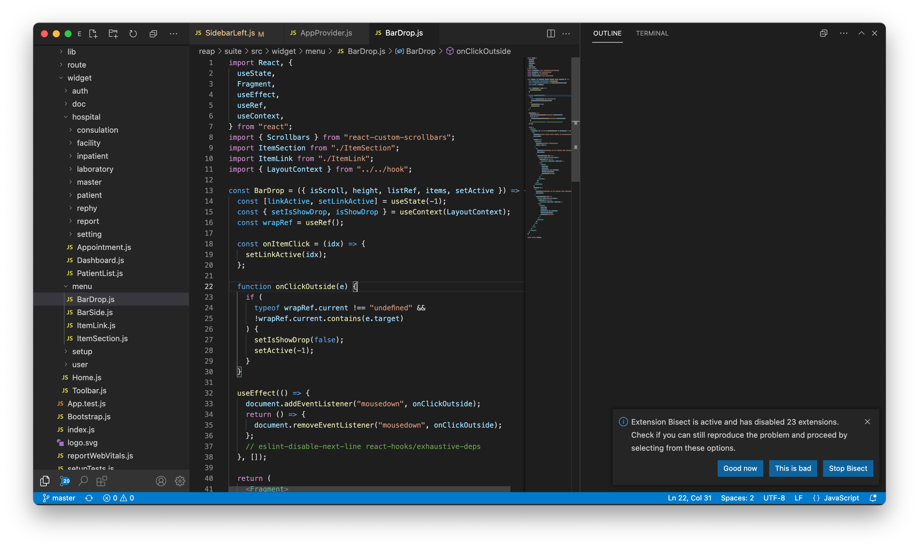Empty outline for javascript files · Issue #135718 · microsoft/vscode ...