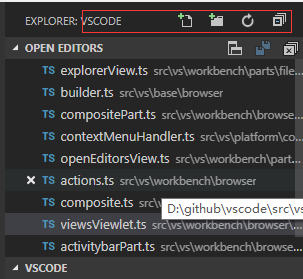 Project name and the four actions are not removed from explorer title ...