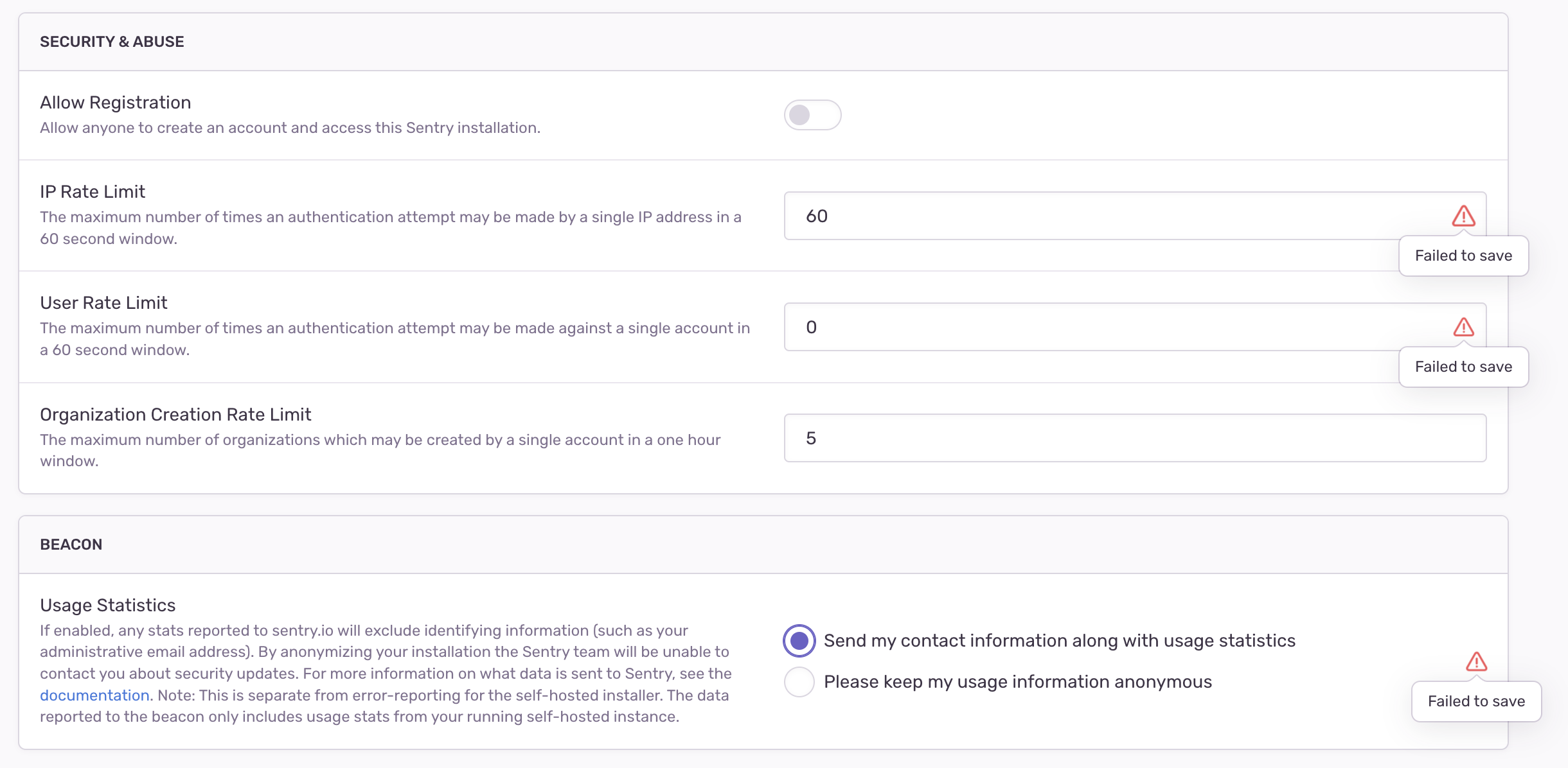 Unable to save core settings as owner · Issue #41739 · getsentry/sentry ...
