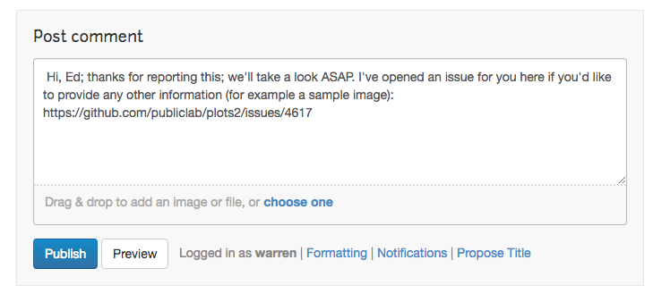 Image upload doesn't begin on note comment · Issue #4617 · publiclab ...