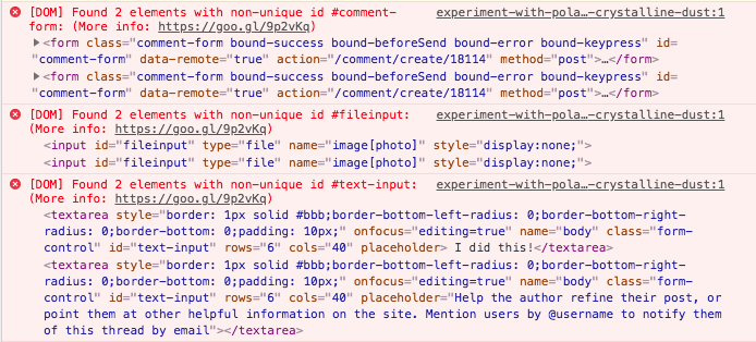 non-unique id in comment form - possibly related to comment bugs ...