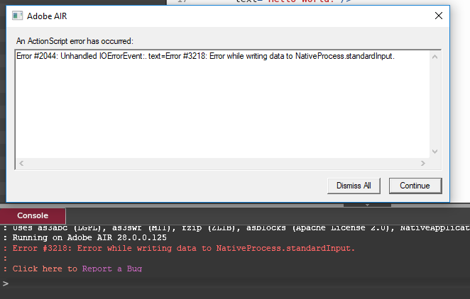 NativeProcess.standardInput error throws unreliably on Windows · Issue ...