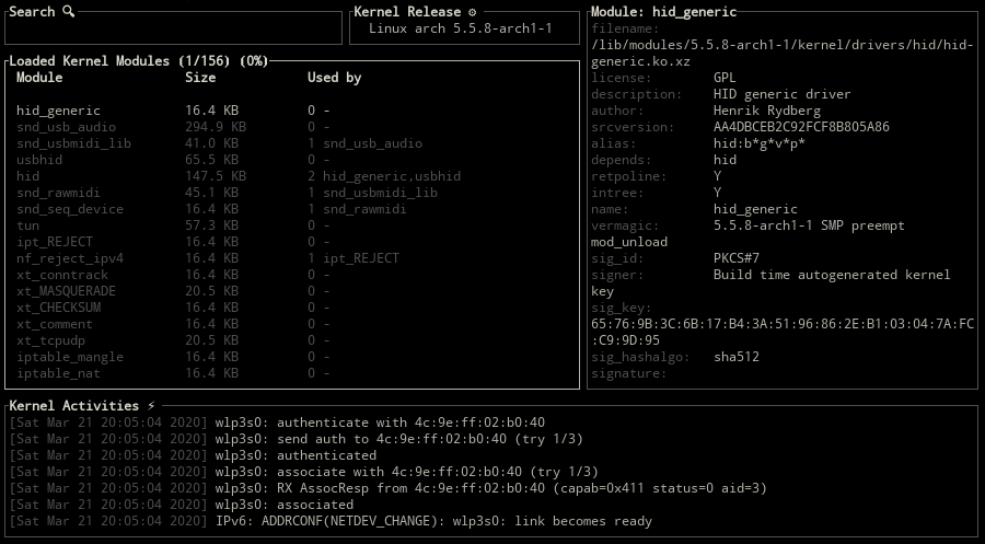 Kmon Linux Kernel Manager And Activity Monitor 