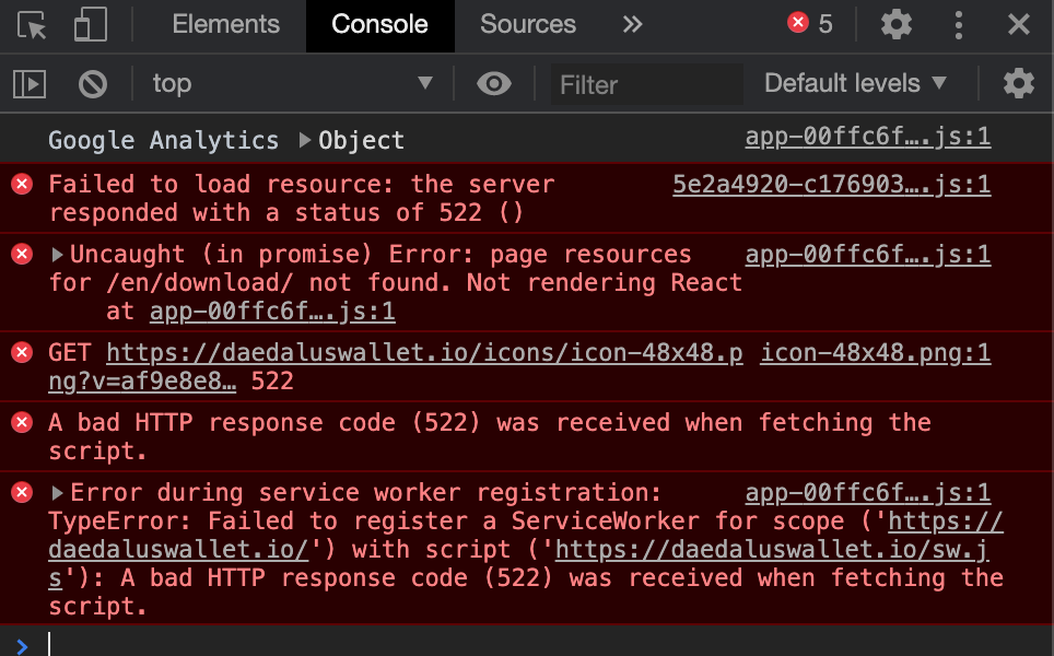 http error 522 on download section daedalus official website · Issue ...
