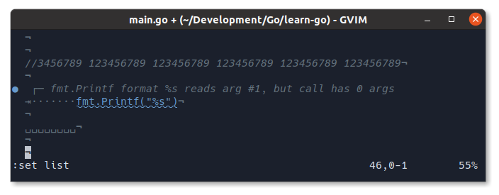 Padding of virtual text for diagnostics is wrong if tabs are used ...