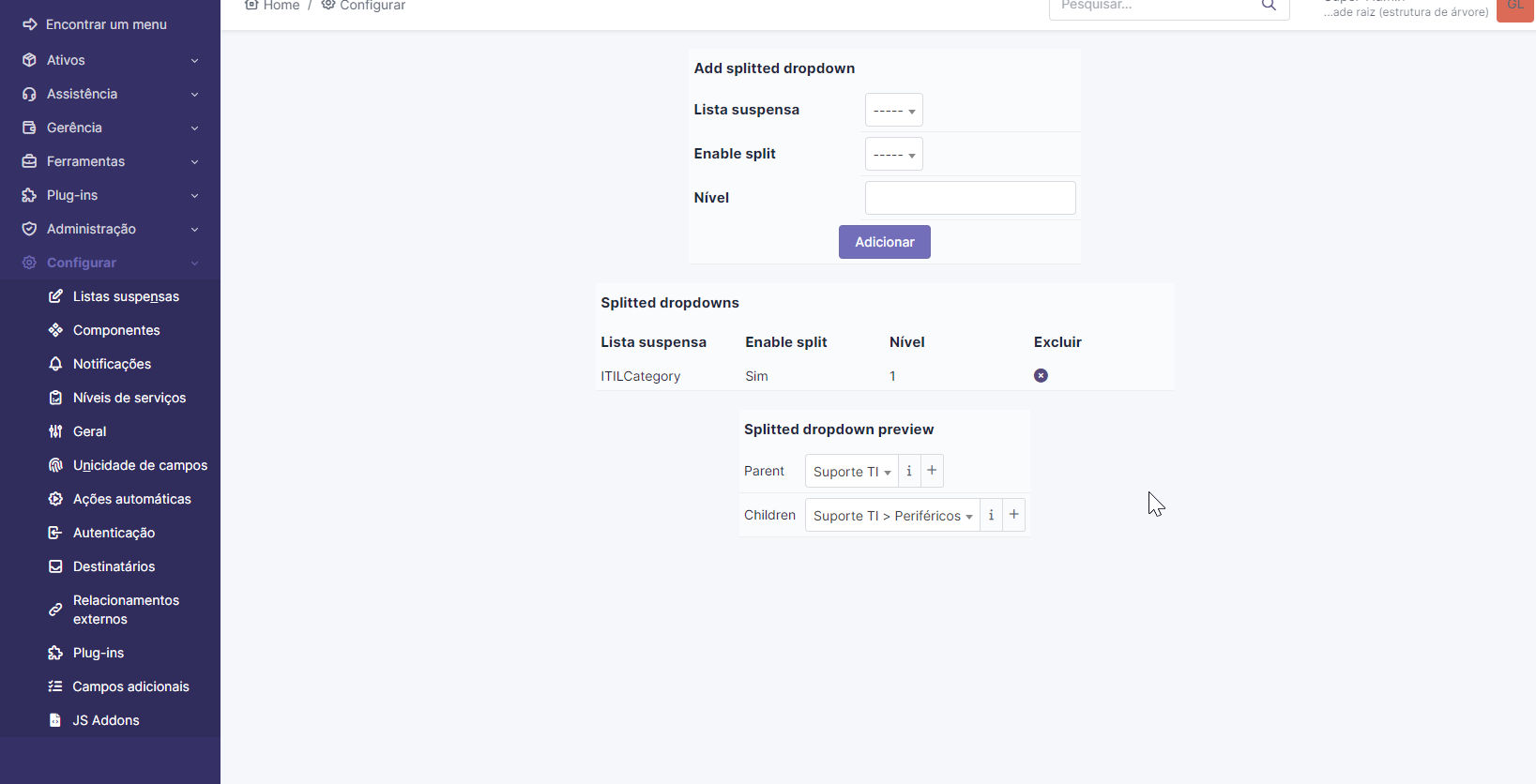 Isn't work in GLPI 10.0.7 · Issue #1 · itsmng/splitdropdown · GitHub
