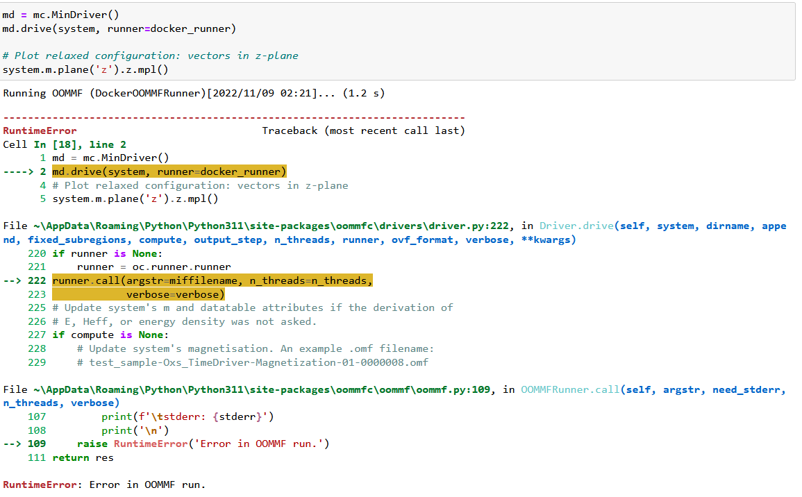 OOMMF Docker Image RuntimeError · Issue #231 · ubermag/help · GitHub